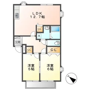 ハーベストコートB【1階】の間取り