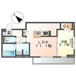 岡山県倉敷市川西町【アパート】の間取り