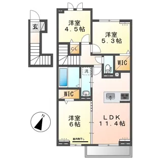 岡山県倉敷市福島【アパート】の間取り