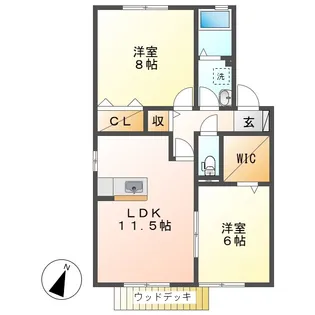 岡山県倉敷市福田町古新田【アパート】の間取り