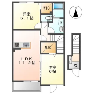 岡山県倉敷市真備町箭田【アパート】の間取り