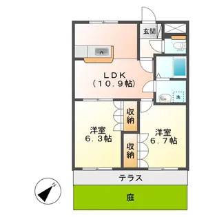 岡山県倉敷市福田町古新田【アパート】の間取り