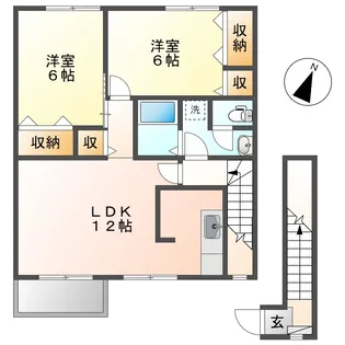 岡山県倉敷市真備町箭田【アパート】の間取り