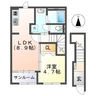 岡山県倉敷市中畝2丁目【アパート】の間取り