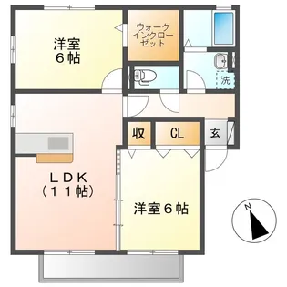 岡山県倉敷市福田町浦田【アパート】の間取り