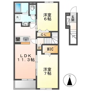 岡山県倉敷市南畝3丁目【アパート】の間取り