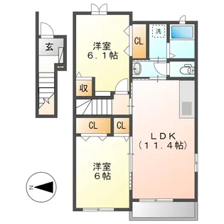 岡山県倉敷市北畝6丁目【アパート】の間取り