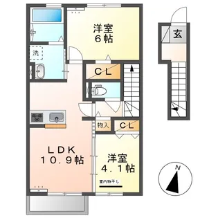 岡山県倉敷市新田【アパート】の間取り