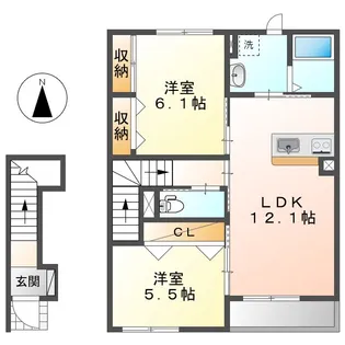 岡山県倉敷市連島町連島【アパート】の間取り