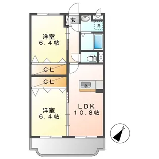 岡山県倉敷市水江【マンション】の間取り