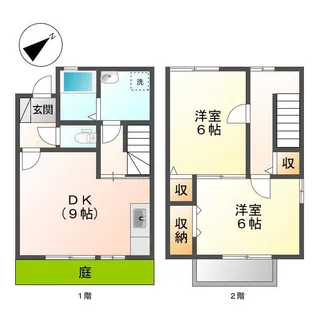 岡山県倉敷市福田町古新田【テラスハウス】の間取り