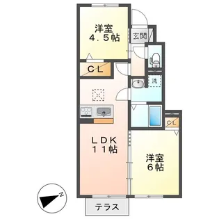 岡山県倉敷市連島町鶴新田【アパート】の間取り