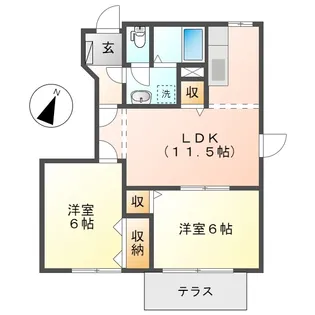 岡山県倉敷市北畝6丁目【アパート】の間取り