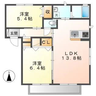 岡山県倉敷市西中新田【アパート】の間取り