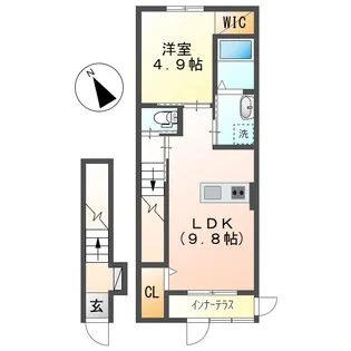 岡山県倉敷市川西町【アパート】の間取り