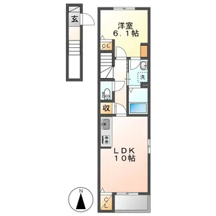 岡山県倉敷市大内【アパート】の間取り
