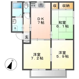 岡山県倉敷市新田【アパート】の間取り