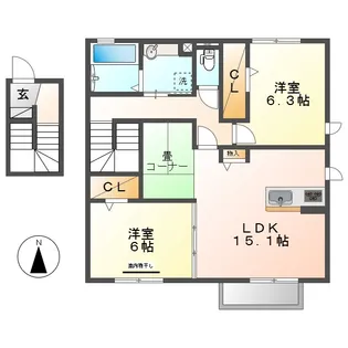 恵比寿Ⅱ【201号室】の間取り