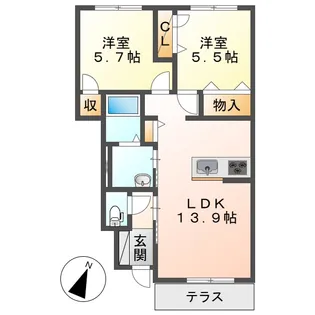 ベルブランシュ笹沖 A棟【1階】の間取り