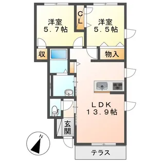 ベルブランシュ笹沖 A【101号室】の間取り