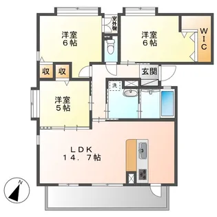 ビバリースクエア老松【7階】の間取り