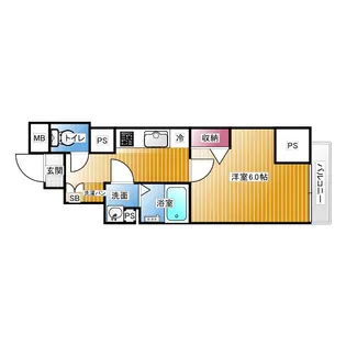 レジュールアッシュ難波MINAMI【6階】の間取り