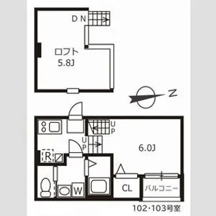 ハーモニーテラス十番Ⅳ【2階】の間取り