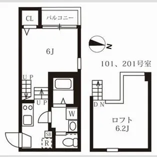 メゾンド琥珀【2階】の間取り