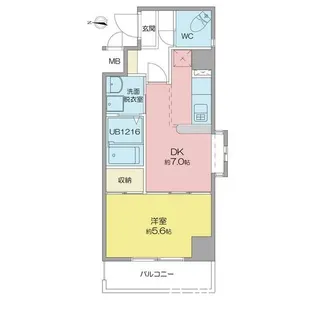 1DKの間取り画像