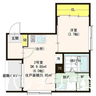 1DKの間取り画像