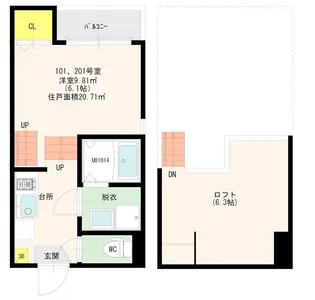 ハイツ蔵【1階】の間取り