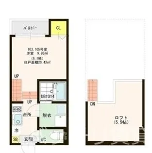 ハーモニーテラス唐原VI【1階】の間取り