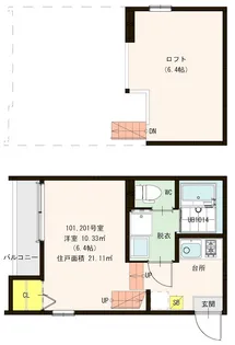 ハーモニーテラス和白【1階】の間取り