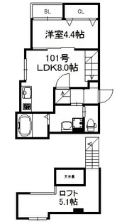 スコルピオ姪浜【1階】の間取り