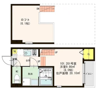 ハーモニーテラス板付II【1階】の間取り