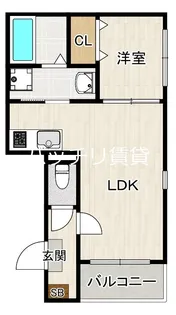 クラージュ諸岡【1階】の間取り