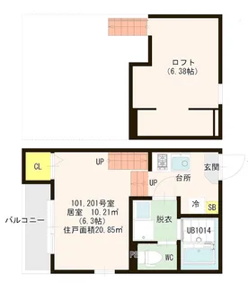 ハーモニーテラス野芥II【2階】の間取り