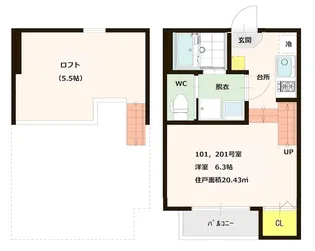 ハーモニーテラス九産大前【2階】の間取り