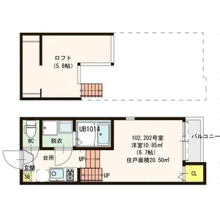 ベルフィールカレン箱崎【2階】の間取り
