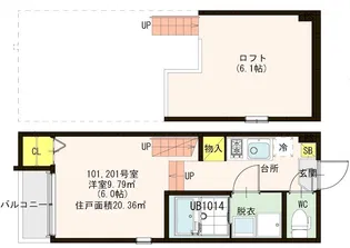 ハーモニーテラス塩原【1階】の間取り
