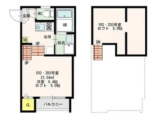 Roca姪浜【2階】の間取り