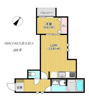 kag.R九産大前【2階】の間取り