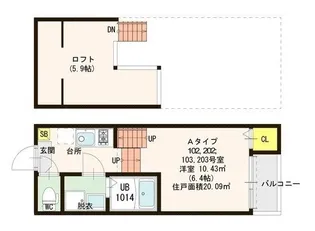 サンライズ片江【1階】の間取り
