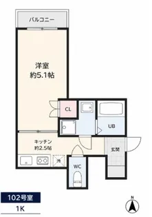 Le Lien Blanc高木【1階】の間取り