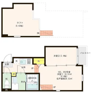 ハーモニーテラス箱崎III【1階】の間取り