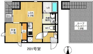 GRANDTIC RISE 香椎【2階】の間取り
