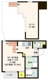 ハーモニーテラス吉塚【1階】の間取り