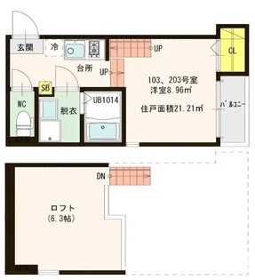 ハーモニーテラス箱崎宮前西【2階】の間取り