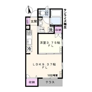 サンライズ梅丘【1階】の間取り
