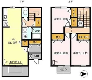 大阪府岸和田市尾生町【テラスハウス】の間取り